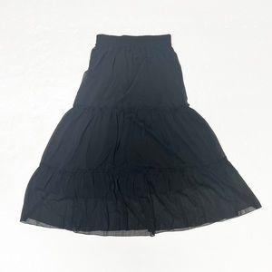 Black Tiered Mesh Fairy Maxi Skirt